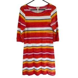 HATLEY Horizontal Striped Crew Neck Cotton Dress Size S